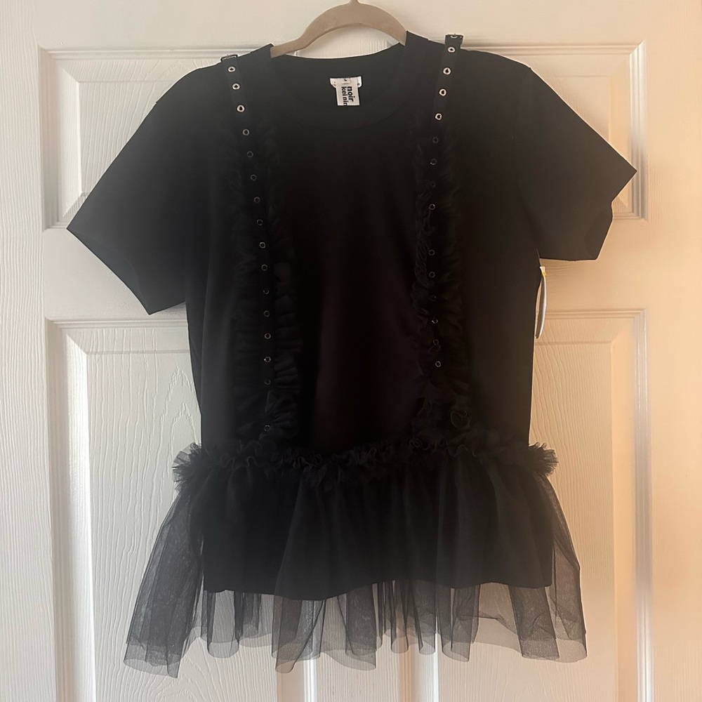 NOIR KEI NINOMIYA tulle-detailing T-shirt - Picture 2 of 8